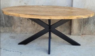 Eettafel mangohout ovaal 160 cm, Mango, 2024